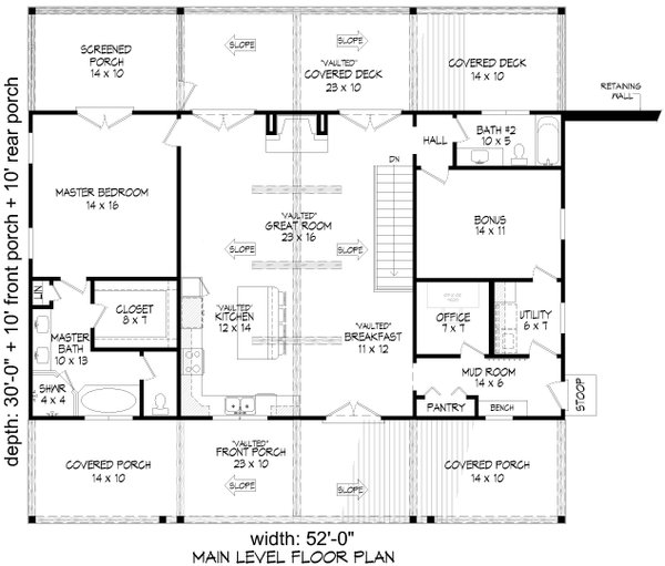 Country Floor Plan - Main Floor Plan #932-1256