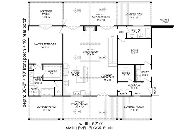 Architectural House Design - Floor Plan - Main Floor for Country House Plan #932-1256 - 5 bed, 3 bath