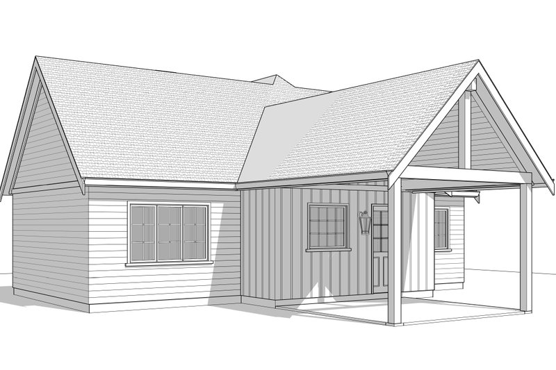 House Blueprint - Exterior - Rear Elevation 1 for Cottage House Plan #1114-58 - 2 bed, 2 bath