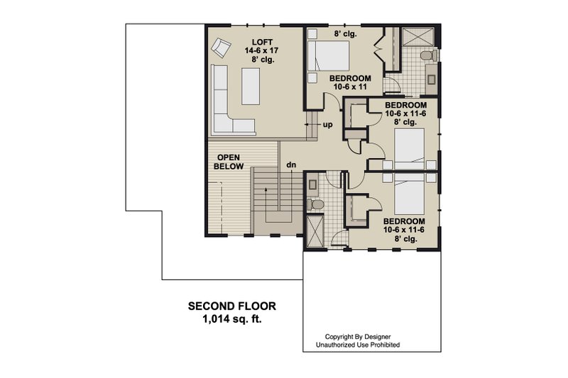 Home Plan - Floor Plan - Upper Floor for Farmhouse House Plan #51-1422 - 4 bed, 3.5 bath