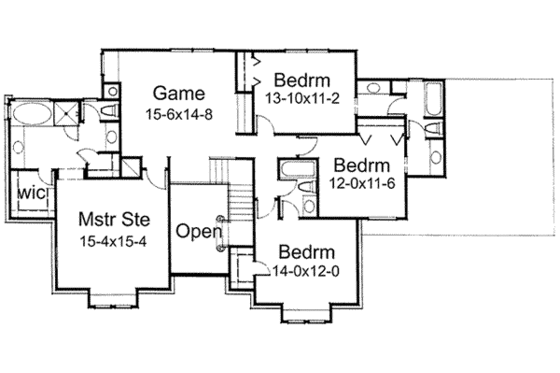 Floor Plan - Upper Floor for European House Plan #120-161 - 3 bed, 3 bath