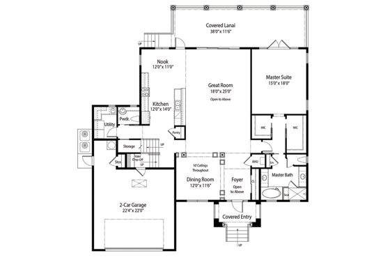 Floor Plan - Main Floor for Mediterranean House Plan #938-84 - 4 bed, 3.5 bath