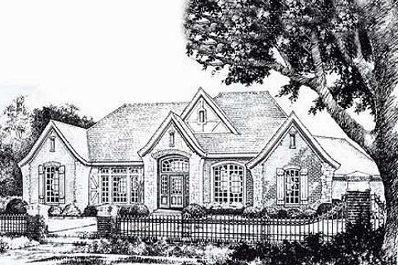 Exterior - Front Elevation for European House Plan #310-866 - 3 bed, 2.5 bath