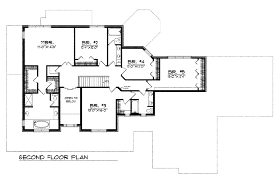 Floor Plan - Upper Floor for Country House Plan #70-543 - 5 bed, 3.5 bath