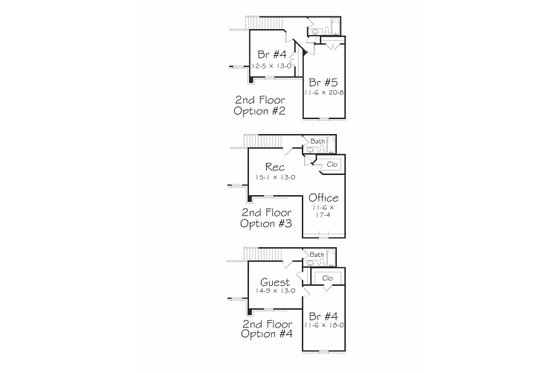 Floor Plan - Upper Floor House Plan #329-331 - 5 bed, 3 bath