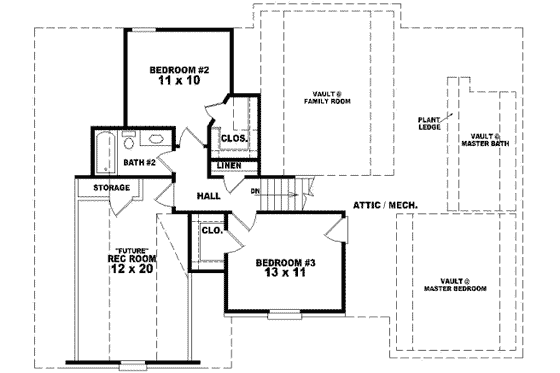 Floor Plan - Upper Floor for European House Plan #81-712 - 3 bed, 2.5 bath