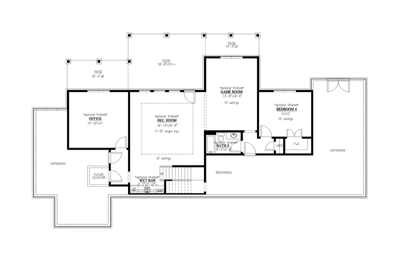 Home Plan - Floor Plan - Lower Floor for Craftsman House Plan #437-132 - 3 bed, 2.5 bath