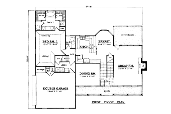 Floor Plan - Main Floor for Country House Plan #42-145 - 3 bed, 2.5 bath
