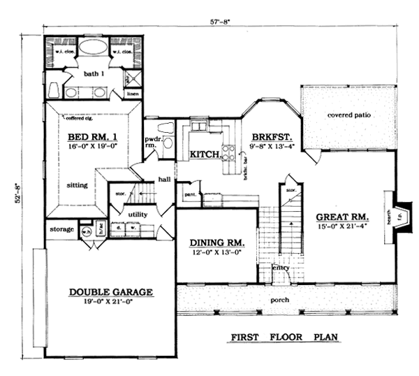 Country Style House Plan - 3 Beds 2.5 Baths 2200 Sq/Ft Plan #42-145 ...