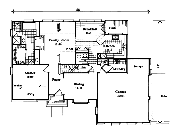 House Design - Traditional Floor Plan - Main Floor Plan #41-150