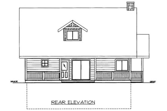 Exterior - Rear Elevation for Cabin House Plan #117-644 - 3 bed, 2.5 bath