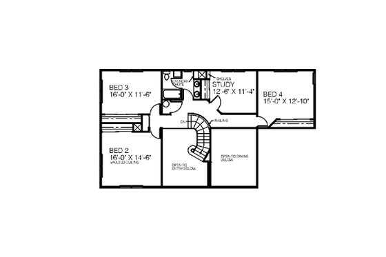 Floor Plan - Upper Floor for Traditional House Plan #60-175 - 5 bed, 2.5 bath