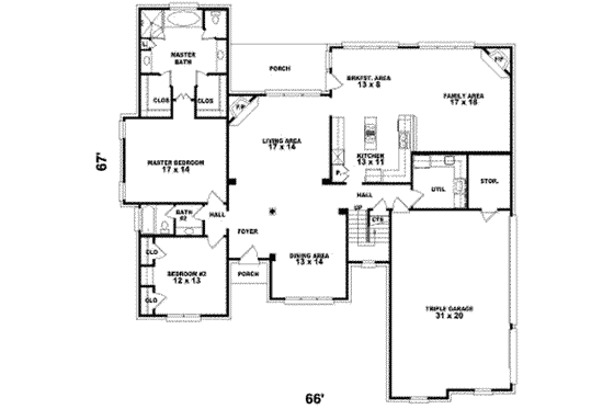 Floor Plan - Main Floor for European House Plan #81-1184 - 5 bed, 4 bath