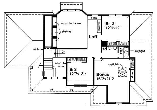 Architectural House Design - Traditional Floor Plan - Upper Floor Plan #50-199