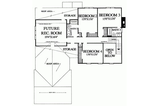 Floor Plan - Upper Floor for Southern House Plan #137-162 - 4 bed, 3 bath