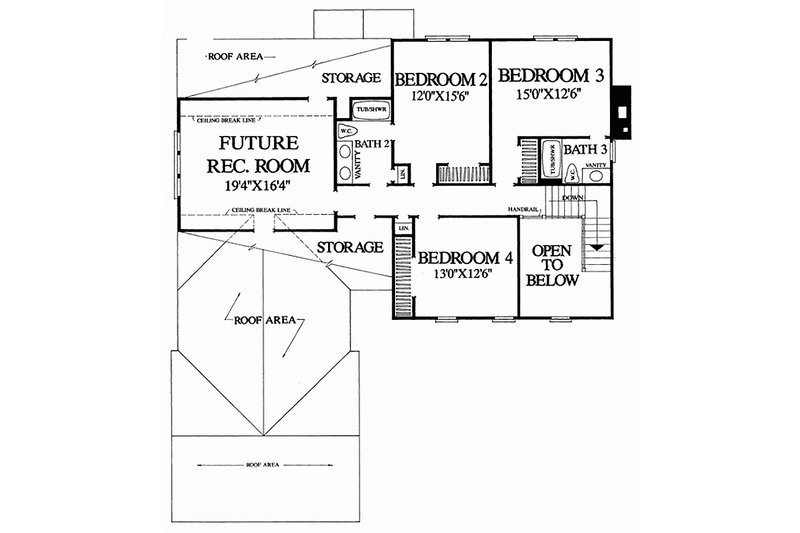 Dream House Plan - Floor Plan - Upper Floor for Southern House Plan #137-162 - 4 bed, 3 bath