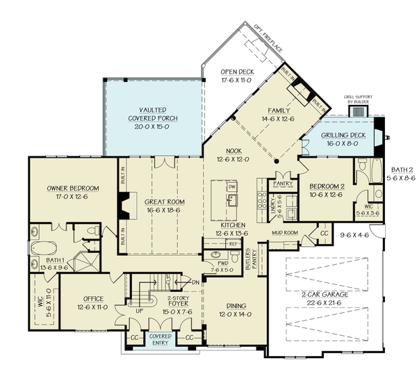 Dream House Plan - Farmhouse Floor Plan - Main Floor Plan #119-459