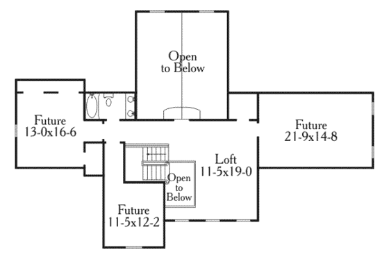 Floor Plan - Upper Floor for European House Plan #406-180 - 3 bed, 2 bath