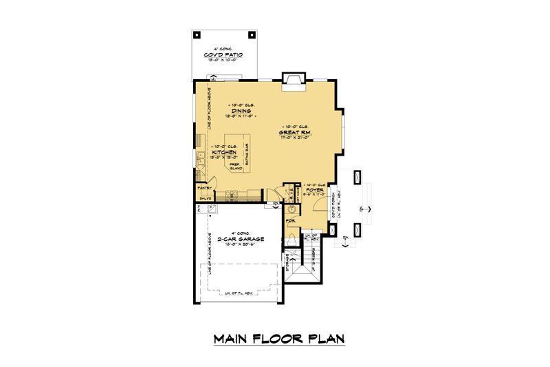 House Blueprint - Floor Plan - Main Floor for Contemporary House Plan #1066-136 - 3 bed, 2.5 bath