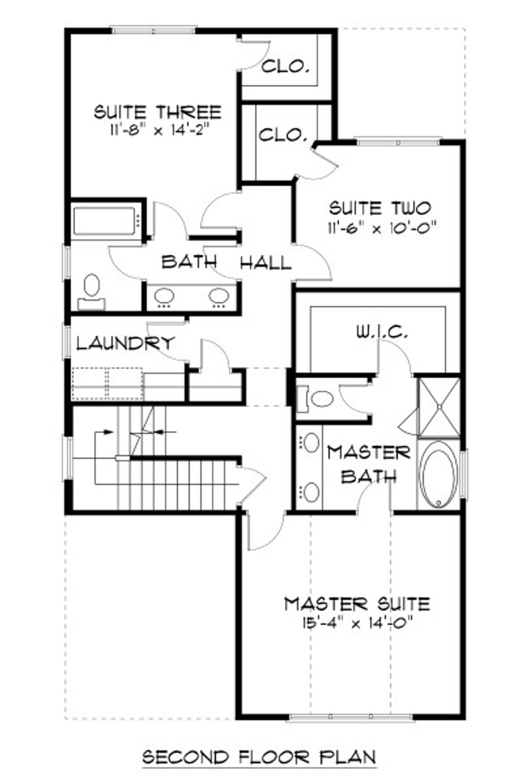 Floor Plan - Upper Floor for Cottage House Plan #413-870 - 4 bed, 3.5 bath