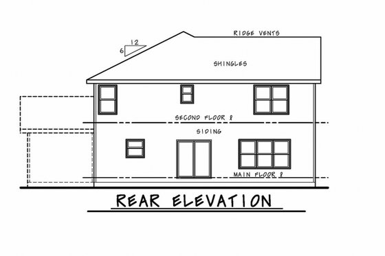 Exterior - Rear Elevation for Craftsman House Plan #20-2343 - 4 bed, 2.5 bath