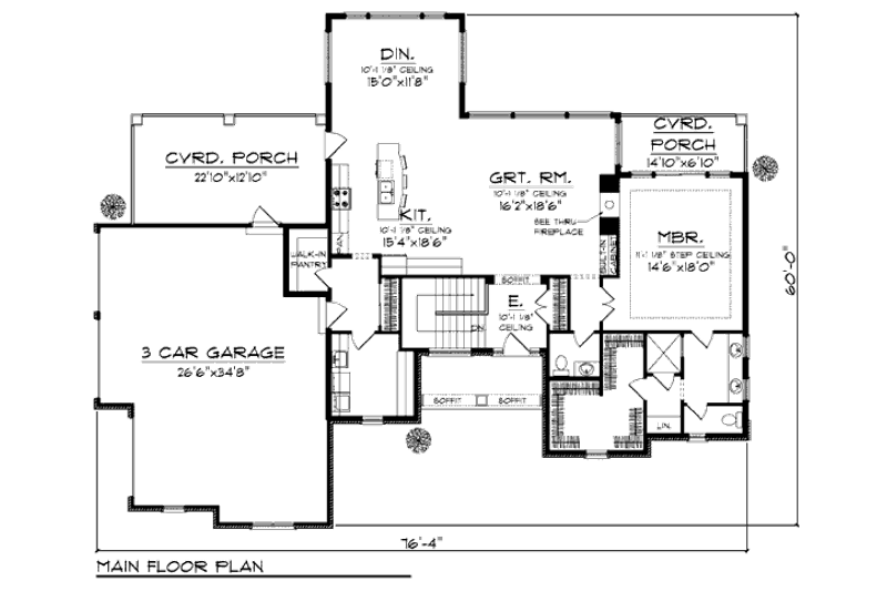 Home Plan - Floor Plan - Main Floor for Traditional House Plan #70-937 - 3 bed, 2.5 bath