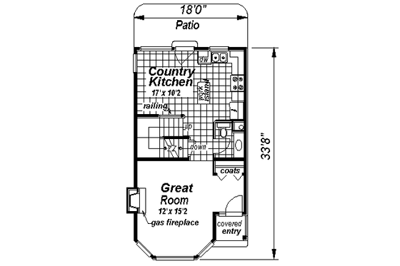 Floor Plan - Main Floor for Colonial House Plan #18-2005 - 3 bed, 3 bath