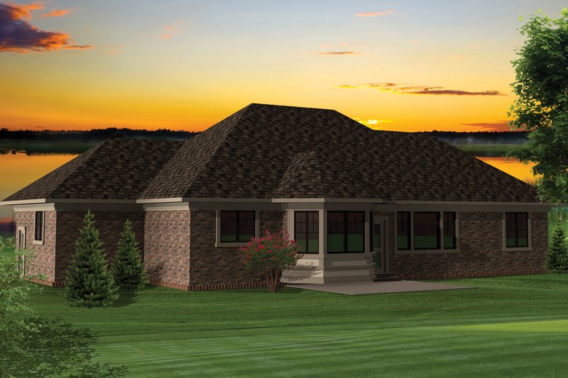 Architectural House Design - Exterior - Rear Elevation for Ranch House Plan #70-1046 - 2 bed, 2 bath