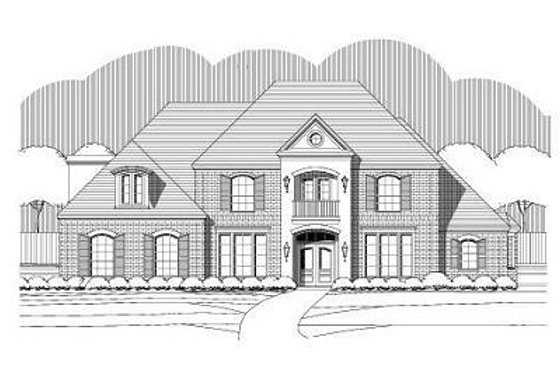 Exterior - Front Elevation for European House Plan #411-778 - 5 bed, 4.5 bath