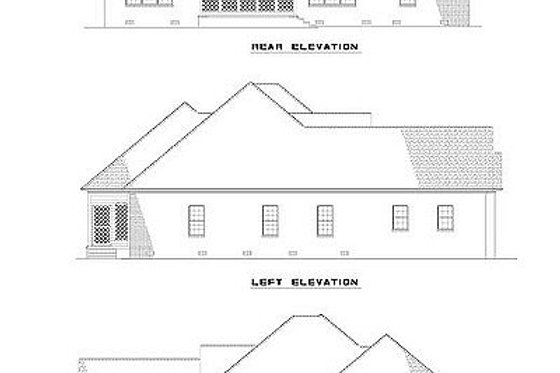 Exterior - Rear Elevation for Southern House Plan #17-1104 - 3 bed, 2 bath
