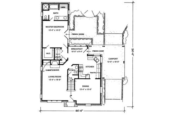 Floor Plan - Main Floor for Cottage House Plan #410-309 - 3 bed, 2.5 bath