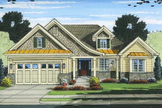 Exterior - Front Elevation 3 for Ranch House Plan #46-832 - 3 bed, 2 bath