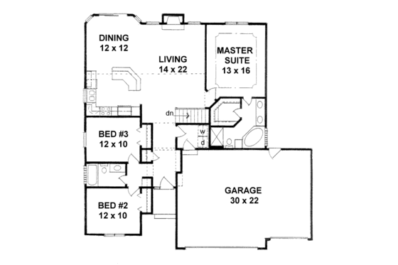 Floor Plan - Main Floor for Traditional House Plan #58-178 - 3 bed, 2 bath