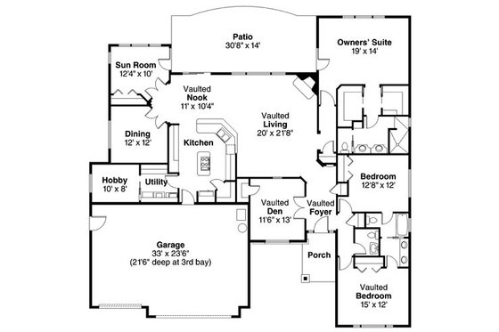 Floor Plan - Main Floor for Traditional House Plan #124-774 - 3 bed, 2.5 bath
