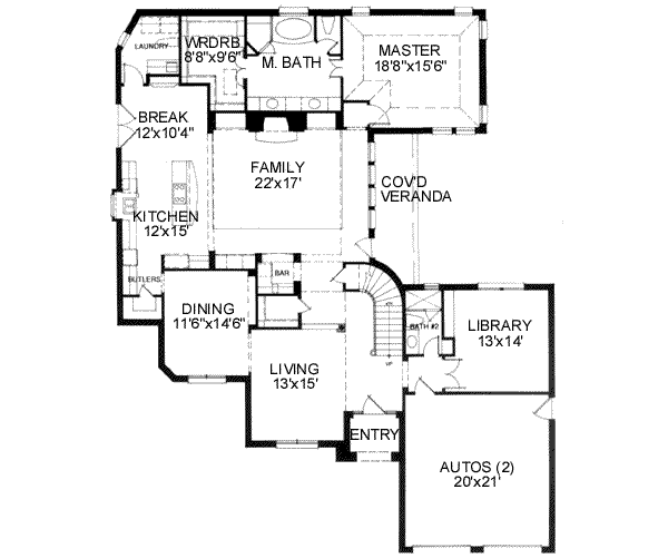 European Floor Plan - Main Floor Plan #141-129