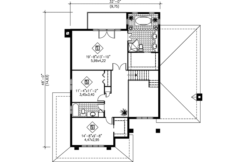 Dream House Plan - Floor Plan - Upper Floor for Traditional House Plan #25-2249 - 3 bed, 2.5 bath