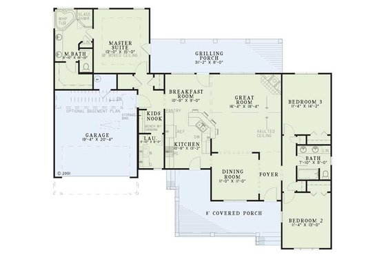 Floor Plan - Main Floor for Traditional House Plan #17-2513 - 3 bed, 2 bath
