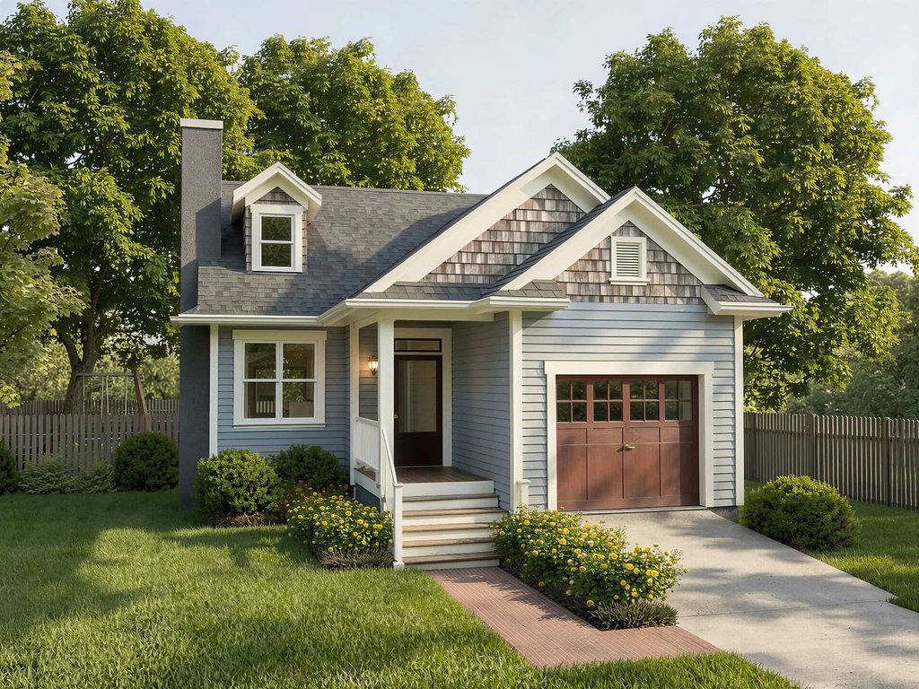 Exterior - Front Elevation 2 for Bungalow House Plan #79-307 - 2 bed, 2 bath