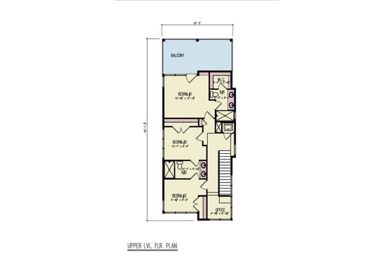Floor Plan - Upper Floor for Contemporary House Plan #54-675 - 3 bed, 2 bath