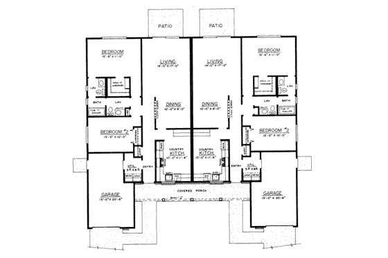 Floor Plan - Main Floor for Ranch House Plan #303-187 - 2 bed, 1.5 bath