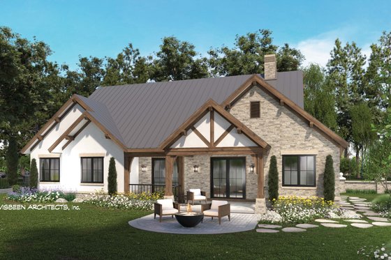Exterior - Rear Elevation for Farmhouse House Plan #928-355 - 4 bed, 3 bath