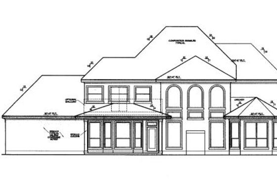 Exterior - Rear Elevation for European House Plan #411-174 - 4 bed, 3 bath
