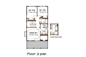 Floor Plan - Upper Floor for Craftsman House Plan #79-213 - 3 bed, 2.5 bath