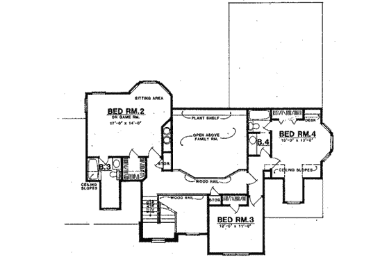 Floor Plan - Upper Floor for Traditional House Plan #40-273 - 4 bed, 3.5 bath
