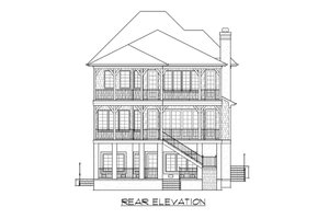 Exterior - Rear Elevation for European House Plan #1054-42 - 3 bed, 3 bath