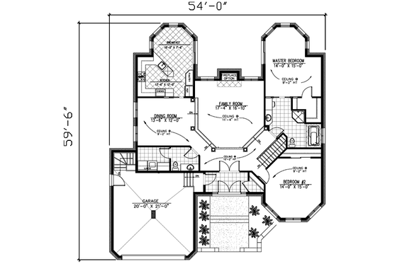 Floor Plan - Main Floor for European House Plan #138-183 - 2 bed, 1.5 bath