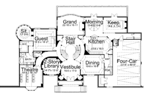 Floor Plan - Main Floor for European House Plan #119-219 - 5 bed, 4 bath