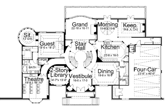 Floor Plan - Main Floor for European House Plan #119-219 - 5 bed, 4 bath