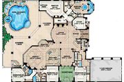 Mediterranean Style House Plan - 4 Beds 4.5 Baths 5841 Sq/Ft Plan #27-273 