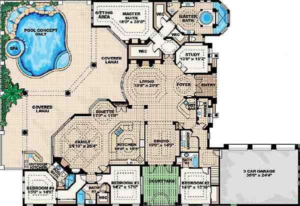 Mediterranean Floor Plan - Main Floor Plan #27-273